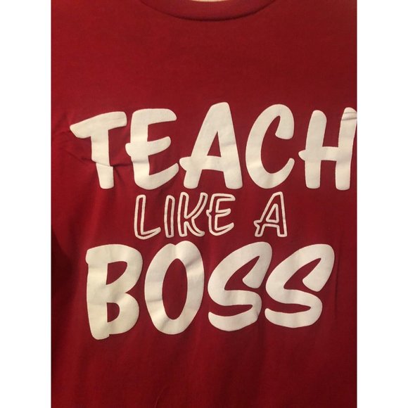 Canvas Shirt Mens XL Red Teach Like A Boss - Picture 2 of 5